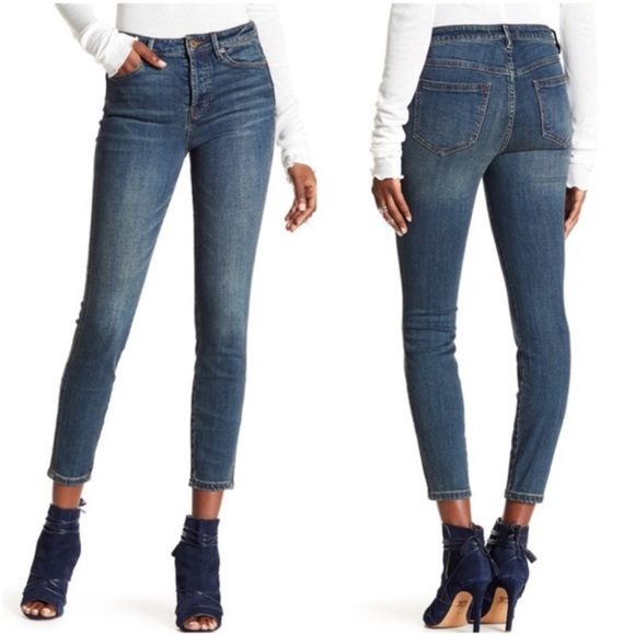 Free People Payton Hi Rise Skinny Jeans Medium Blue Wash Size 27 - Picture 1 of 6